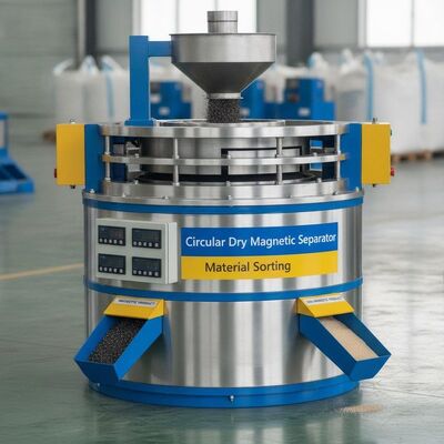 Magnetische veldsterkte tot 15.000 Gauss Circulaire droge magnetische scheider met scheidingsefficiëntie tot 99 procent voor materiaalsortering
