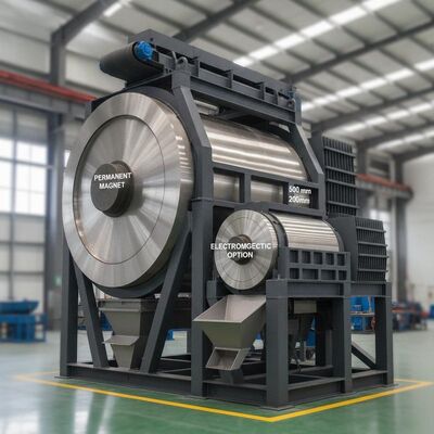 Olieverkoeling Droge magnetische separator met permanente magneet of elektromagnetische opties Magnetische trommel met een diameter van 500 tot 2000 mm