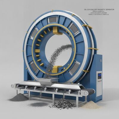 Olie koeling Droge magnetische scheider Circulaire configuratie Perfect voor het sorteren van magnetische deeltjes in de mijnbouw en recycling