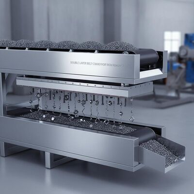 Dubbele laag transportband ijzerverwijderaar Permanente magnetische separator uitgerust met 316SS Shell-materiaal dat ijzerverwijdering biedt